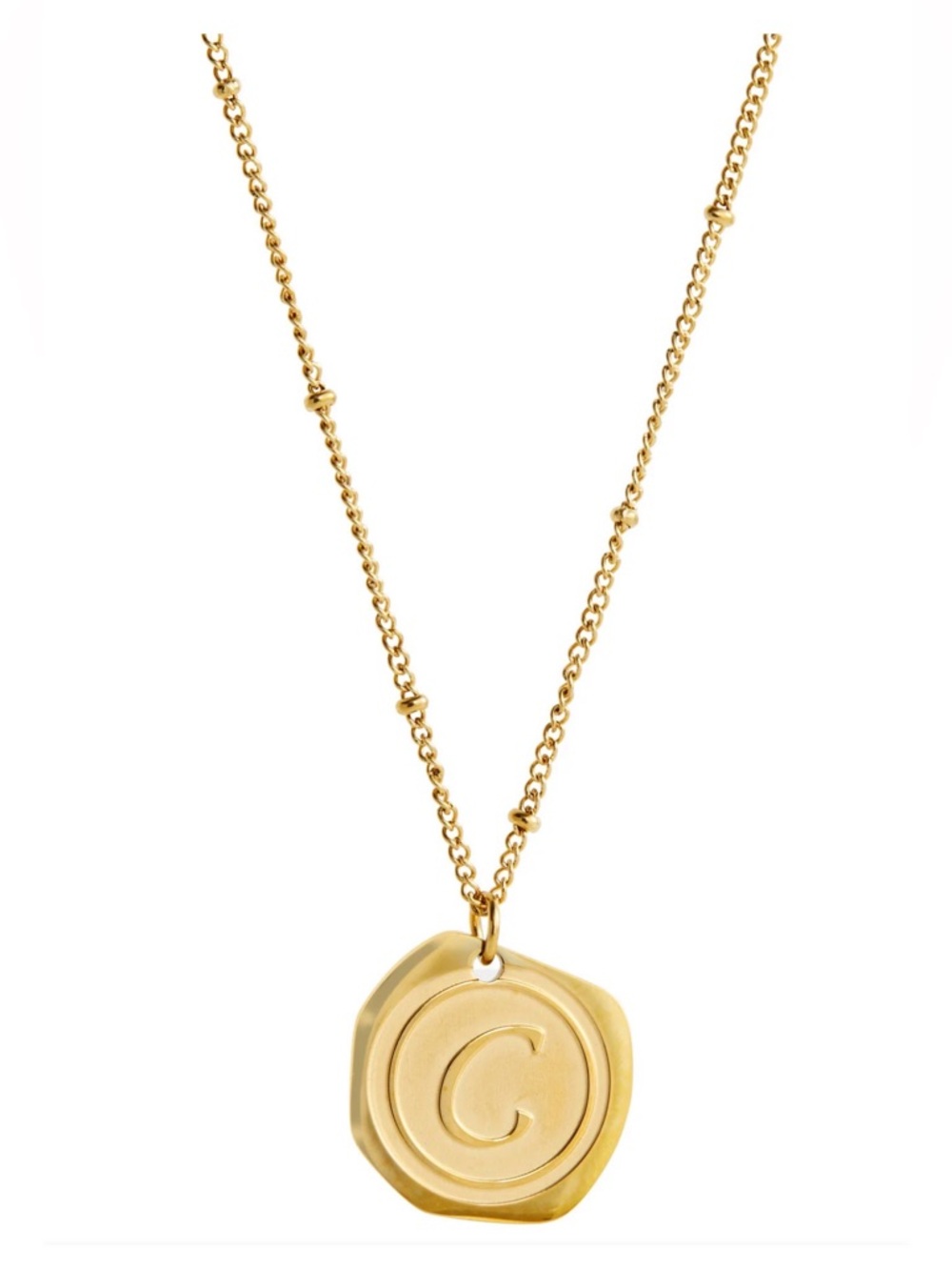 Savvy Cie Gold Layered Initial Disc Necklace “C” 18K Gold Plated Lifetime Waty